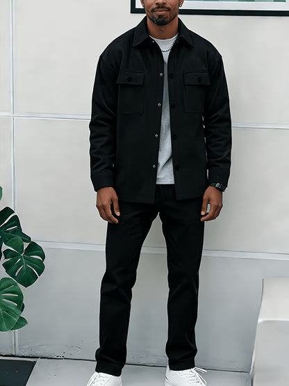 Men's Casual Klein Blue Cargo Jacket and Ankle-Cinch Pants Set
