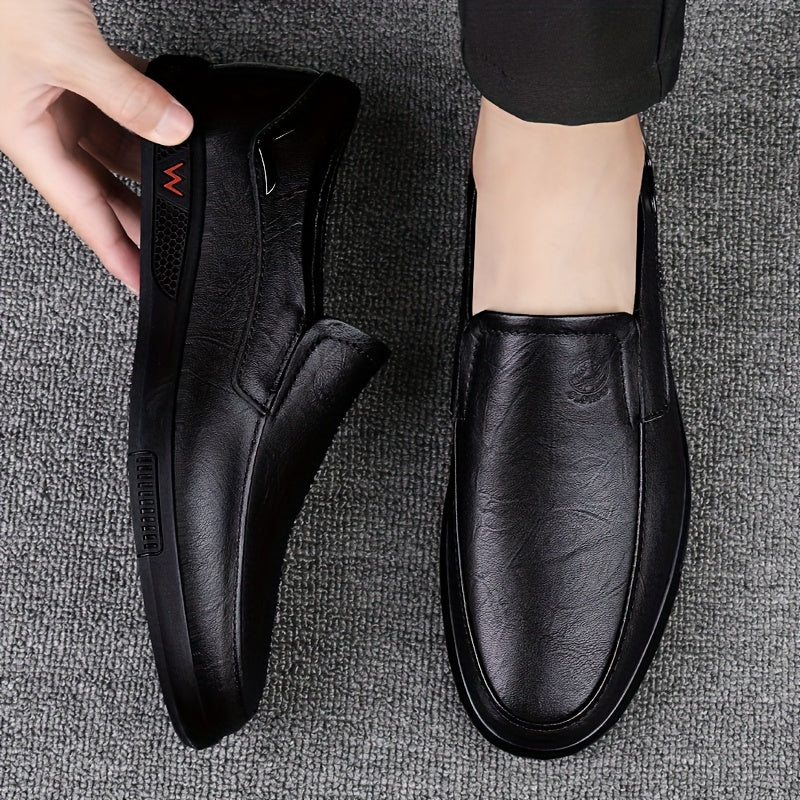 Men's Slip-On Loafers Cowhide Rubber Sole Business Casual Shoes