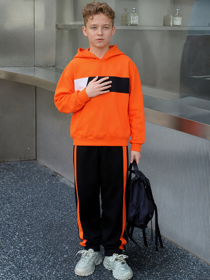 2 հատ տղաների ձմեռային գլխարկով մարզահագուստ և տաբատ - տաք սվիտեր համապատասխան երկար տաբատով, գունային բլոկներով վերնաշապիկ (հարմար է մեծ երեխաների և երեխաների համար) - լվացքի մեքենայով լվացվող 2 հատի հավաքածու, իդեալական է բացօթյա օգտագործման համար