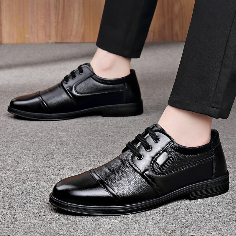 Men's Casual Business Lace-Up Low-Top Shoes, Anti-Slip Rubber Sole