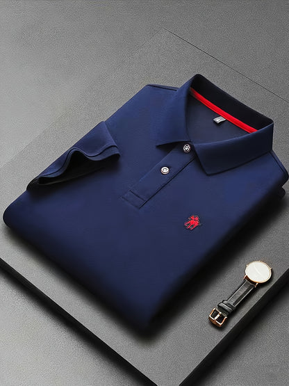 Men'S Stylish Short-Sleeve Polo Shirt Featuring a Contrasting Ribbed Collar And Exquisite, a Timeless And Versatile Choice - ayq