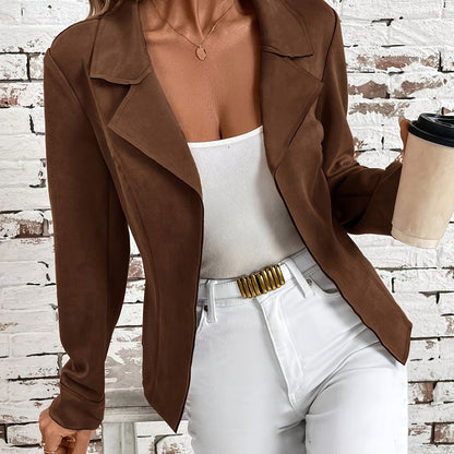 Women'S Elegant Blazer Jacket - Notch Lapel Business Coat, Structured Fit Jacket for Office, Formal Events & Everyday - Chic Professional Outerwear in Brown/Black/Gray/ - Spring/Fall Women'S Clothing, Office Wear, Sophisticat