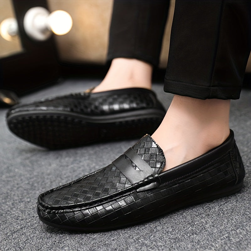 Men'S British Style Loafers - Comfortable Slip-On Moccasins with Round Toe, Faux Cover Upper & PVC Sole, Perfect for Casual Wear, Parties, and Weddings, Wedding Shoes - ayq