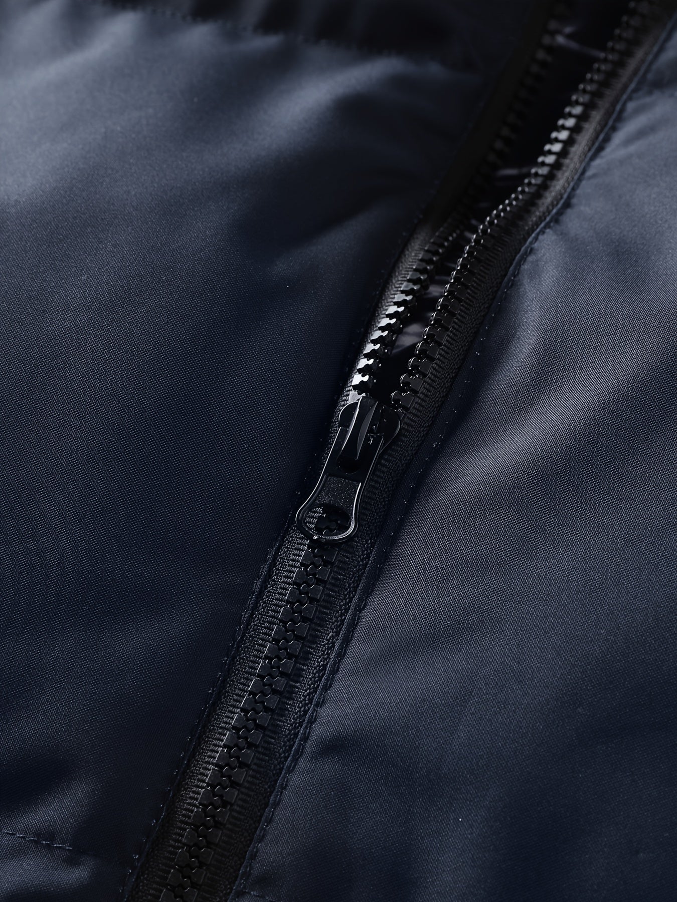 Men'S Heavyweight Winter Jacket - Full-Zip Hooded Coat with Stand Collar, Navy Blue Cold Weather Outerwear, Polyester Insulated Jacket for Everyday & Formal Events, Non-Stretch Fabric, Zipper Closure, Winter Coats, Formal Eve