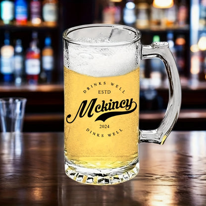 Personalized Custom Name Glass Beer Mug – Reusable Drinkware