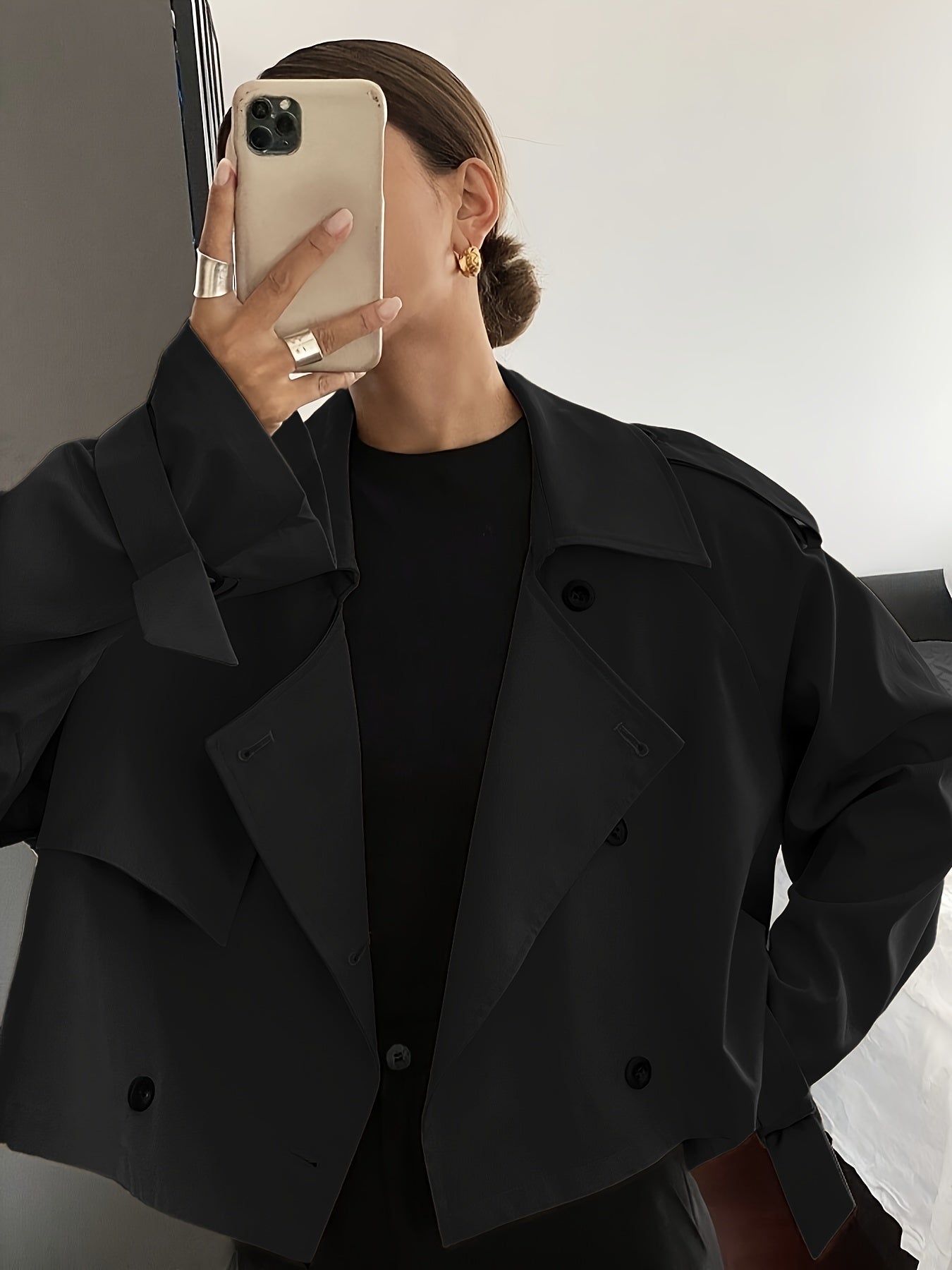 Կանացի գարուն/աշուն միագույն, պարզ, ազատ, առօրյա, կարճ, երկար թևքերով տրենչ-բաճկոն