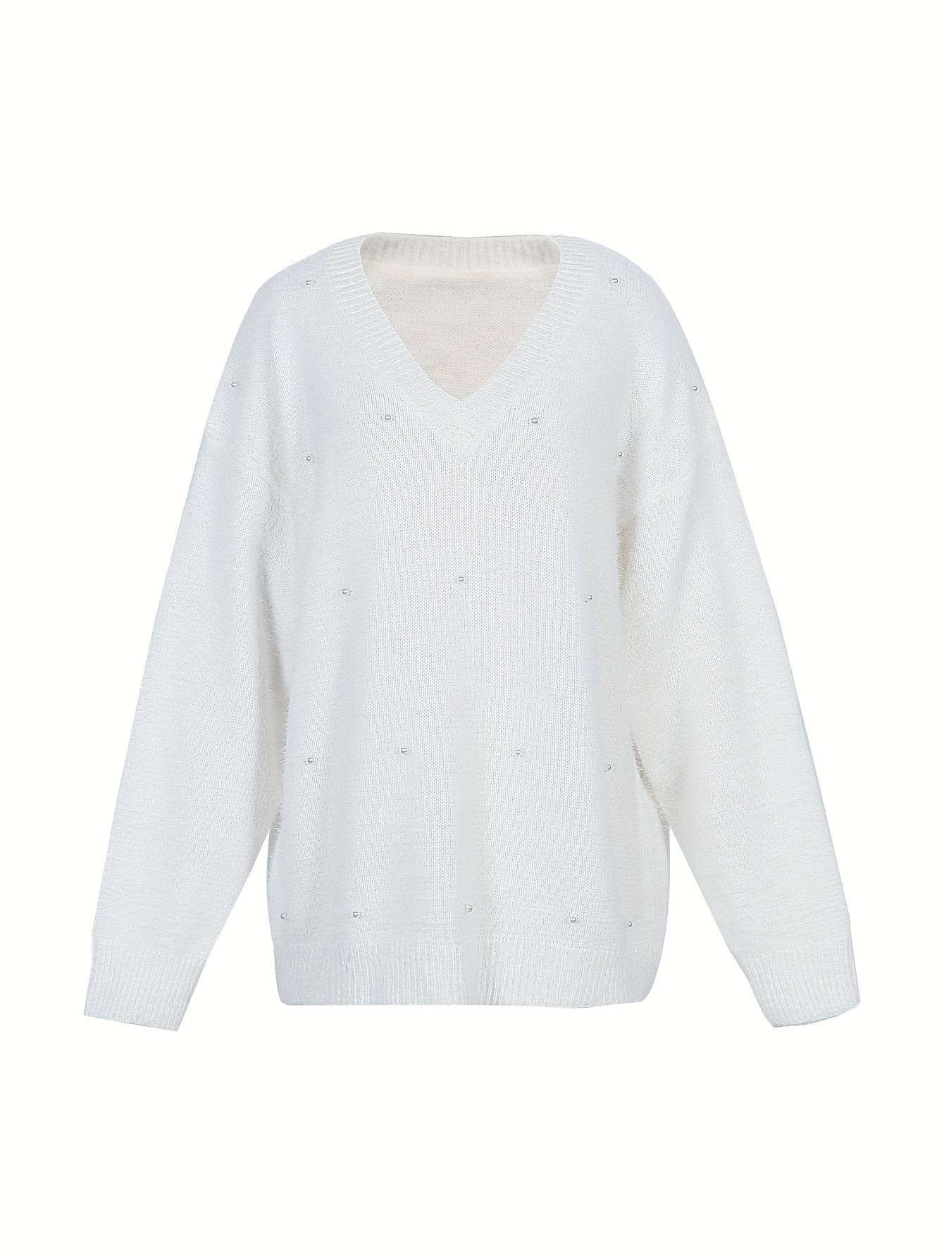 Մեծ չափս - Կանացի հարմարավետ դեղին V-ձև օձիքով սվիտեր՝ մարգարիտ կոճակներով և բրդյա եզրերով թևքերով - Ասիմետրիկ եզր, երկրաչափական նախշ, առօրյա ձմեռային սվիտեր առօրյա հագուստի համար, Ձմեռային հագուստ | V-ձև օձիքով սվիտեր | Մարգարիտ կոճակների մանրամասներ, Sw