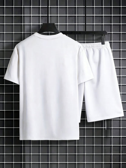 Men's Summer Short Sleeve T-Shirt and Shorts Set with Spartan Helmet P