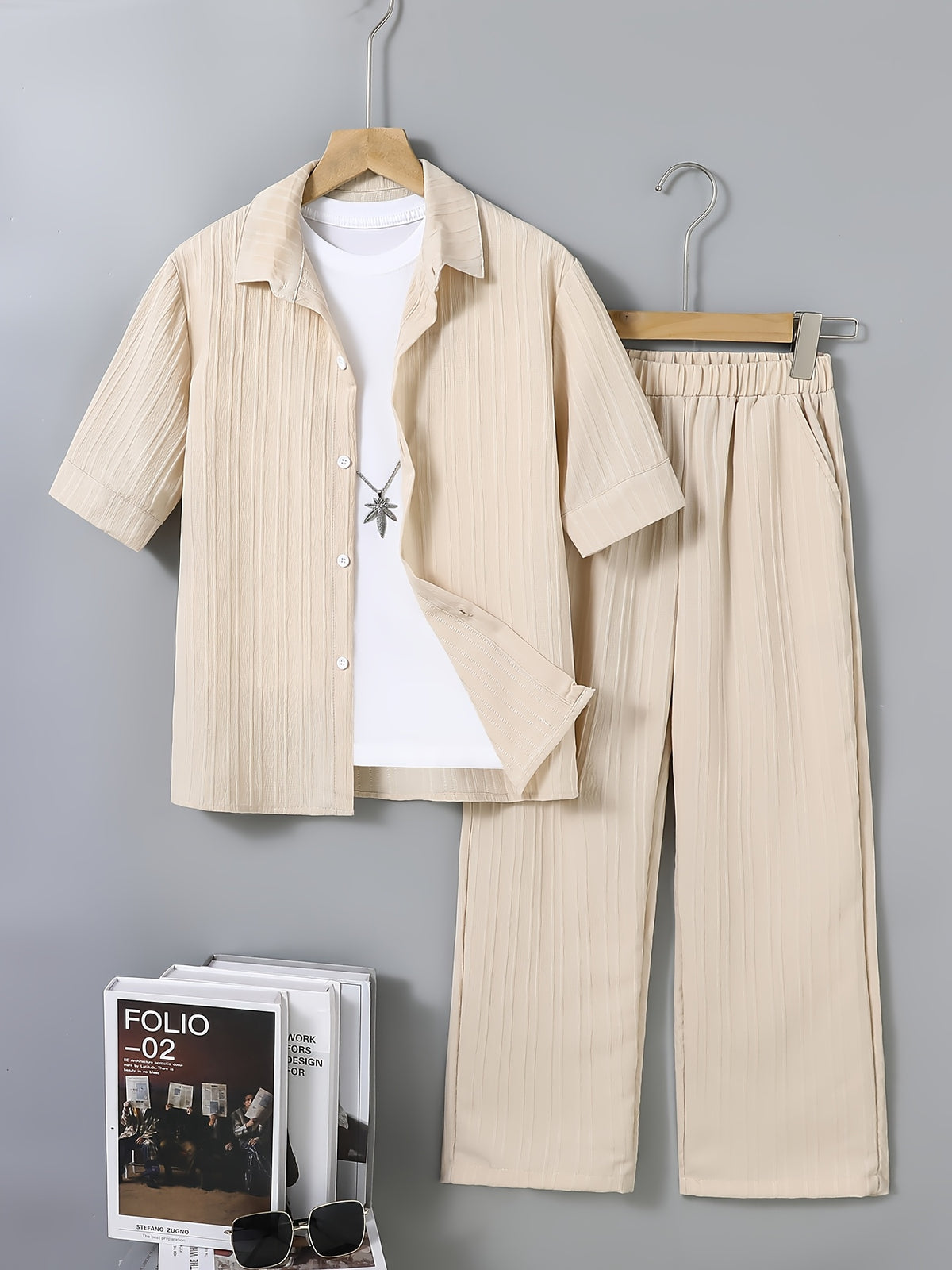 Boys' Preppy Long Pants Set for Spring Summer Fall - ayq