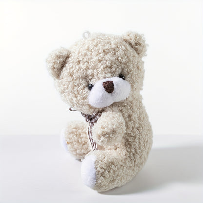 1pc, a Cute Tilted-Head Bear Plush Toy, a Plush Keychain Accessory, a Teddy Bear Doll, a Gift for Bags, Birthday Present, Holiday Gift.
