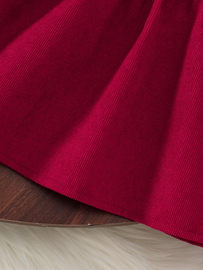 2 հատ մանկական ձմեռային հագուստի հավաքածու. Հարմարավետ փափուկ թևքերով զգեստ և A-գծի ժապավեն՝ օձիքով և ծոպերով զարդարանքով - փափուկ, տաք հագուստ լուսանկարահանումների համար, Սուրբ Ծնունդ (ձեռքով լվացվող), իդեալական է բացօթյա օգտագործման համար