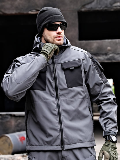 Men's Outdoor 2-Piece Hooded Fleece Jacket & Cargo Pants Set