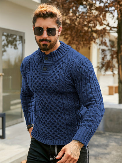 Տղամարդու ջերմային, օձիքով, մալուխով տրիկոտաժե սվիտեր - գծավոր H-աձև, կանոնավոր չափսի սվիտեր, լվացքի մեքենայով լվացվող ձմեռային սվիտեր՝ ակոսավոր դետալներով՝ աշնանային և ձմեռային համար, տրիկոտաժե սվիտեր, միջին առաձգականության գործվածք