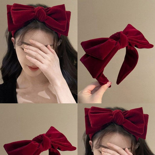 1pc The large-sized velvet bow hairband for the winter and autumn season is suitable for party decorations or daily use. It is a fashionable hairband for princesses who are on the run. It is also a great gift for women., Seas