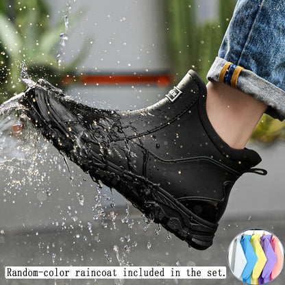 Men's High-Top PU Rain Boots for Outdoor Walking