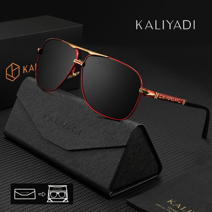Men's Classic Polarized Sunglasses with Case - Casual Metal Frame