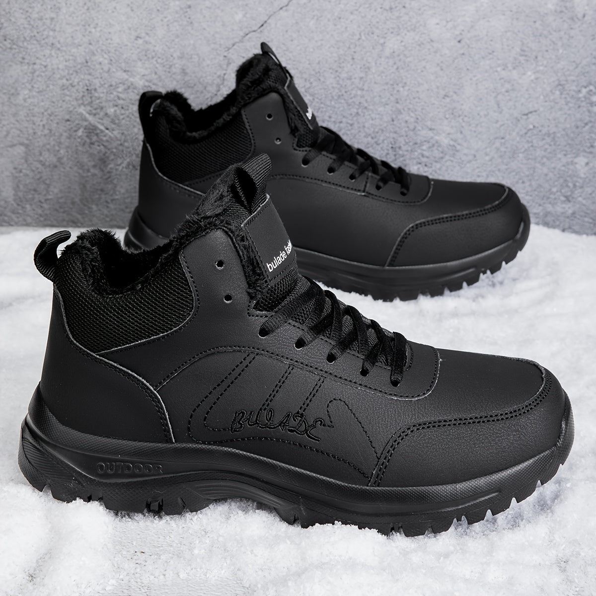 Men'S Mid-Top Snow Boots - Lightweight, Flexible Sole, Comfortable Thick Plush Lining, Classic Brown & Black, Durable MD Outsole for Hiking, Street Walking & Winter Outdoor Sports, Lace-Up Closure, Retro Style, Synthetic Uppe