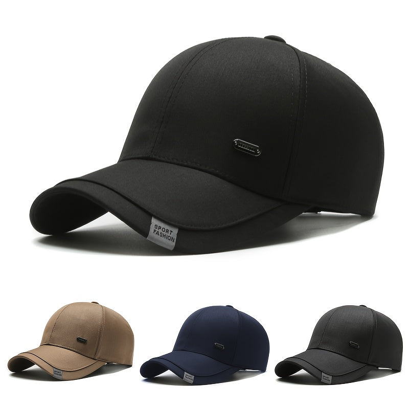 Fashion Classic Outdoor Sports Baseball Cap, Windproof Sun Protection Hat for Hiking, Fishing, Business Casual Travel - All-Season Polyester with Buckle Closure, Hand Wash Only