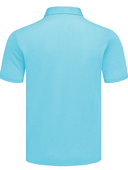 FS1128 Style Men'S Jacquard Polo Shirt with Unique Print Patterns, Casual Short Sleeves, Summer Fashion, Breathable Embossed Top, a Perfect Gift - ayq