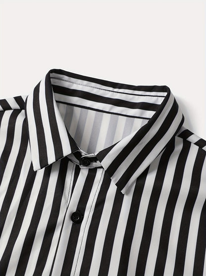 Men's Summer Printed Button-Up Shirt & Shorts Set