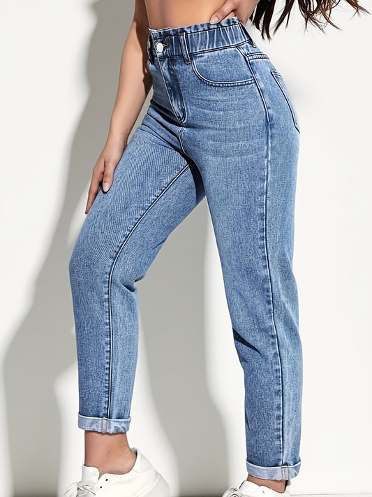 Կանացի Slim-Fit ձգվող ջինսե ջինսեր՝ առաձգական գոտկատեղով - հետույքի բարձրացում, հարմարավետ տեղավորում, լվացվող մեքենայում