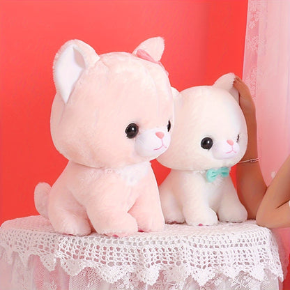 An adorable sitting New Year's cake cat plush toy doll, creative soft and cute cat pillow cat doll birthday creative gift home decoration