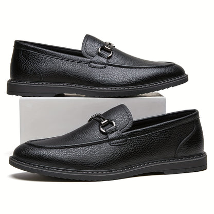 Men's Business Casual Slip-On Loafers with Metal Buckle