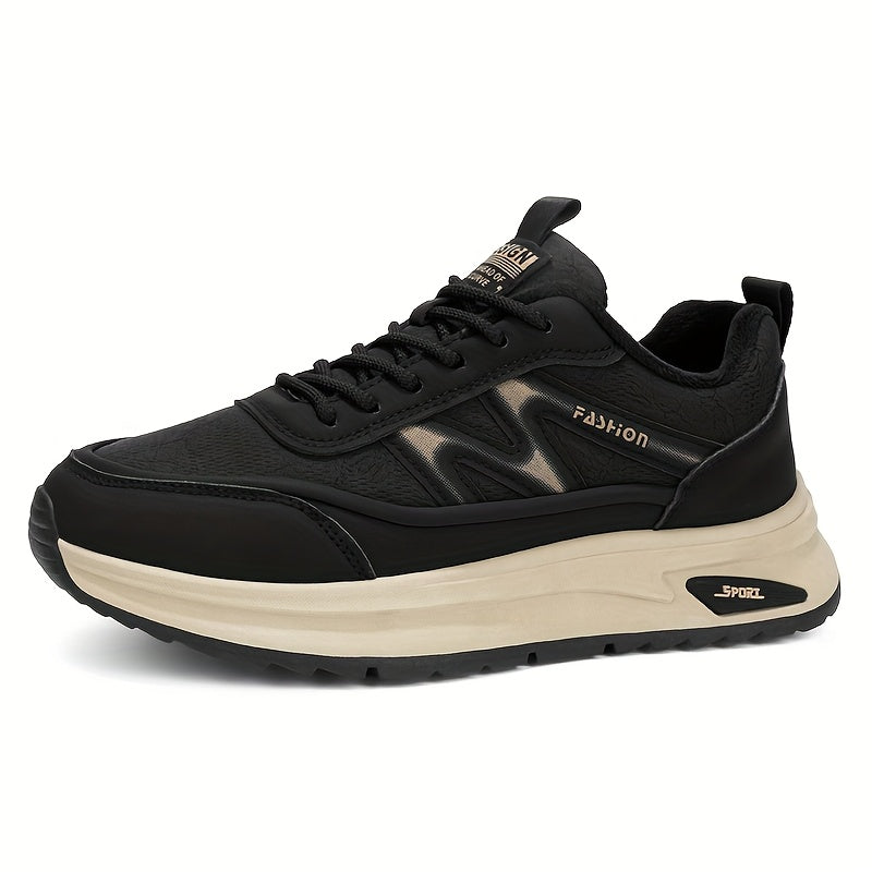 Տղամարդկանց ձմեռային ջերմային ցածրակրունկ սպորտային կոշիկներ՝ տաք, ամբողջությամբ սև, կլոր քթով, կապիչներով, հարմար են բացօթյա, ամենօրյա կրելու համար՝ ռետինե ներբանով և վերին մասով։