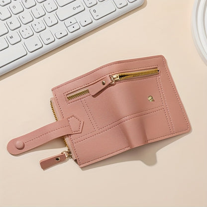 Women'S Stylish Short Wallet with Multiple Zippers, Large Capacity, Foldable, Multifunctional Mini Handbag, Multiple Card Slots for Credit Cards, ID, And Passport.