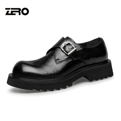 Men's Casual Leather Slip-On Business Shoes with Thick Sole