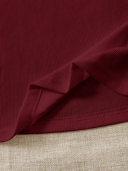 Slim Fit Ribbed Ruffle Sleeve T-Shirt for Women, Summer Chic - ayq