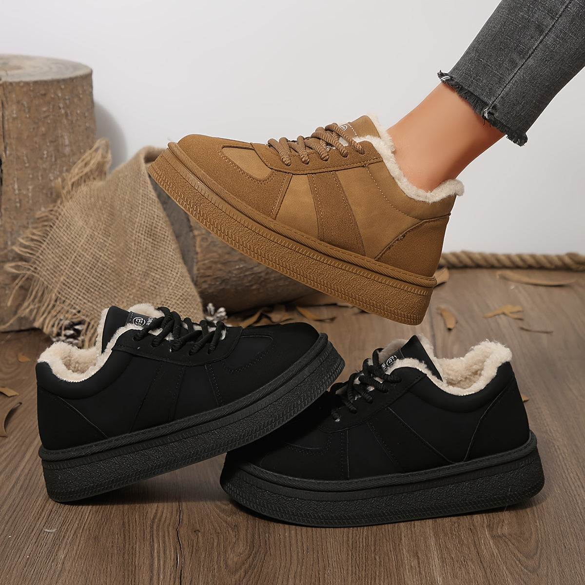 Women'S Winter Boots - Cozy Fleece-Lined Non-Slip Platform Ankle Boots with Lace-Up Closure, Round Toe & Flat Sole for Outdoor Comfort, Casual Winter Footwear, Durable Rubber Sole, Warm Fleece Lining, Y Terrain, Stylish Footw