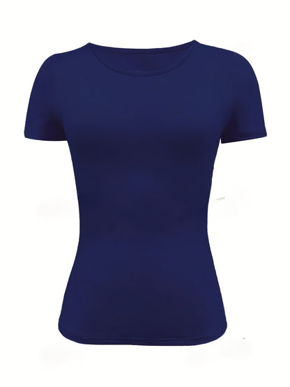 Women’s Solid Color Fitted Short-Sleeve T-Shirt for Summer