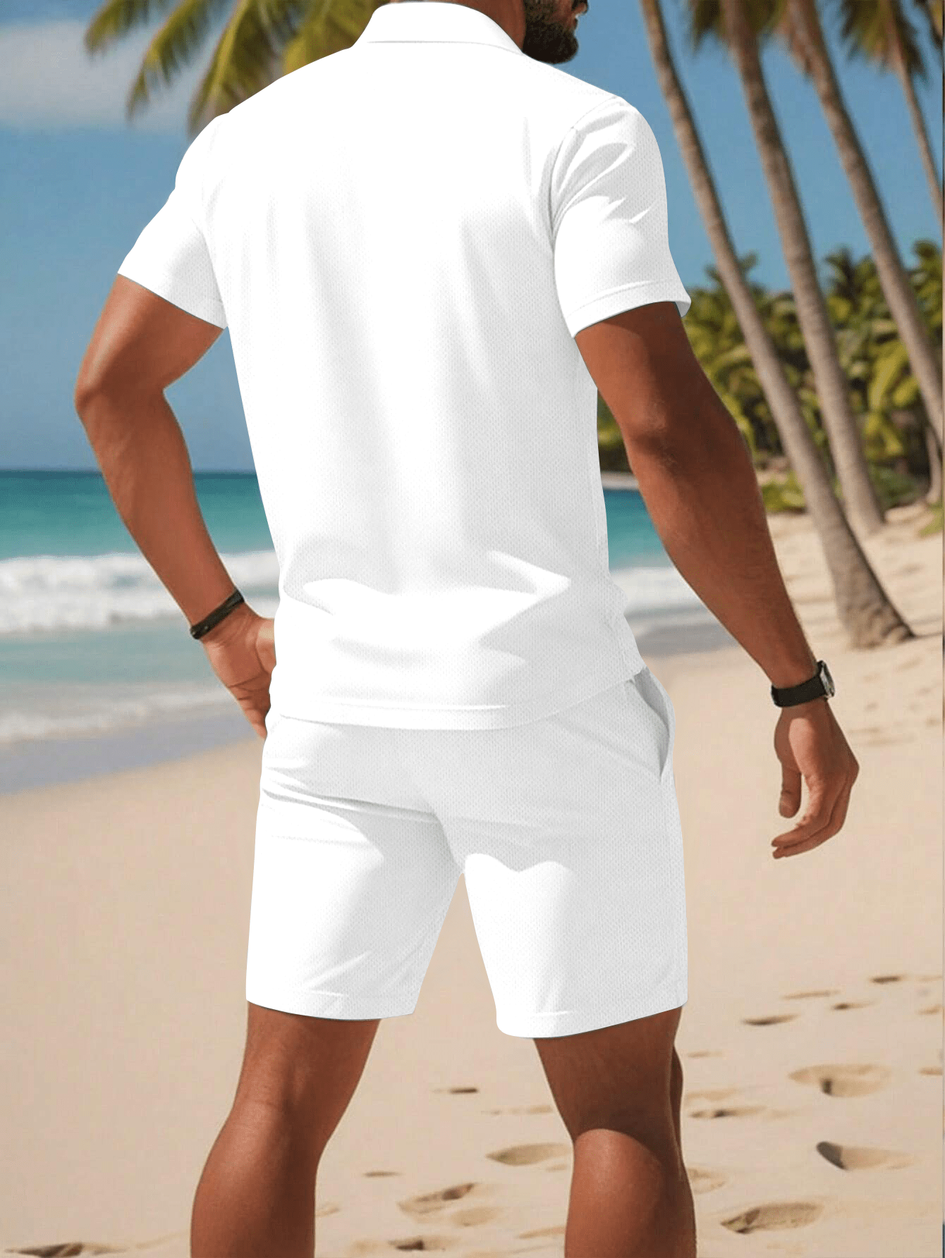 Men's Summer Polo Shirt & Shorts Set Lightweight Quick-Dry