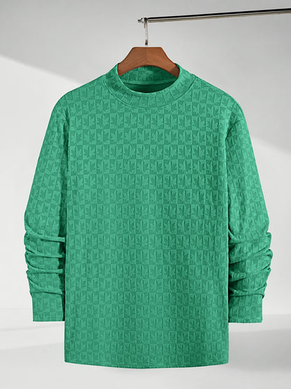 Տղամարդու երկարաթև մարզաշապիկ կիսաբարձր օձիքով, առօրյա ժակարդե հիմք վերնաշապիկի համար, աշնանային և ձմռան համար նախատեսված ոճային և բարձրորակ վերնաշապիկ