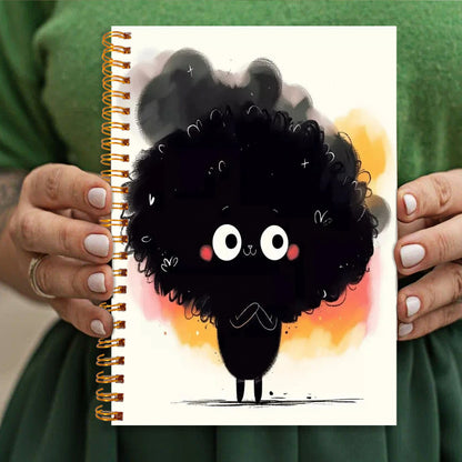 1pc Cute Black Exploding Head Spiral Notebook - Adorable Cartoon Design, 13.97x21.08cm, 50 Pages - Perfect for Office, School, Study, and Gift, Notebooks for School