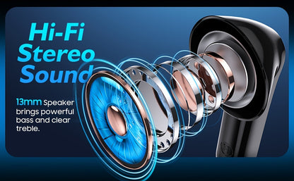 Wireless Earbuds with Touch Control, Built-in Noise Reduction Mic, Type-C Charging Case, 15Hr Playtime, 2Hr Quick Charge, USB Charging, 380mAh Battery, with LED Power Display, for Sports, Adult, Compatible with Cellphones