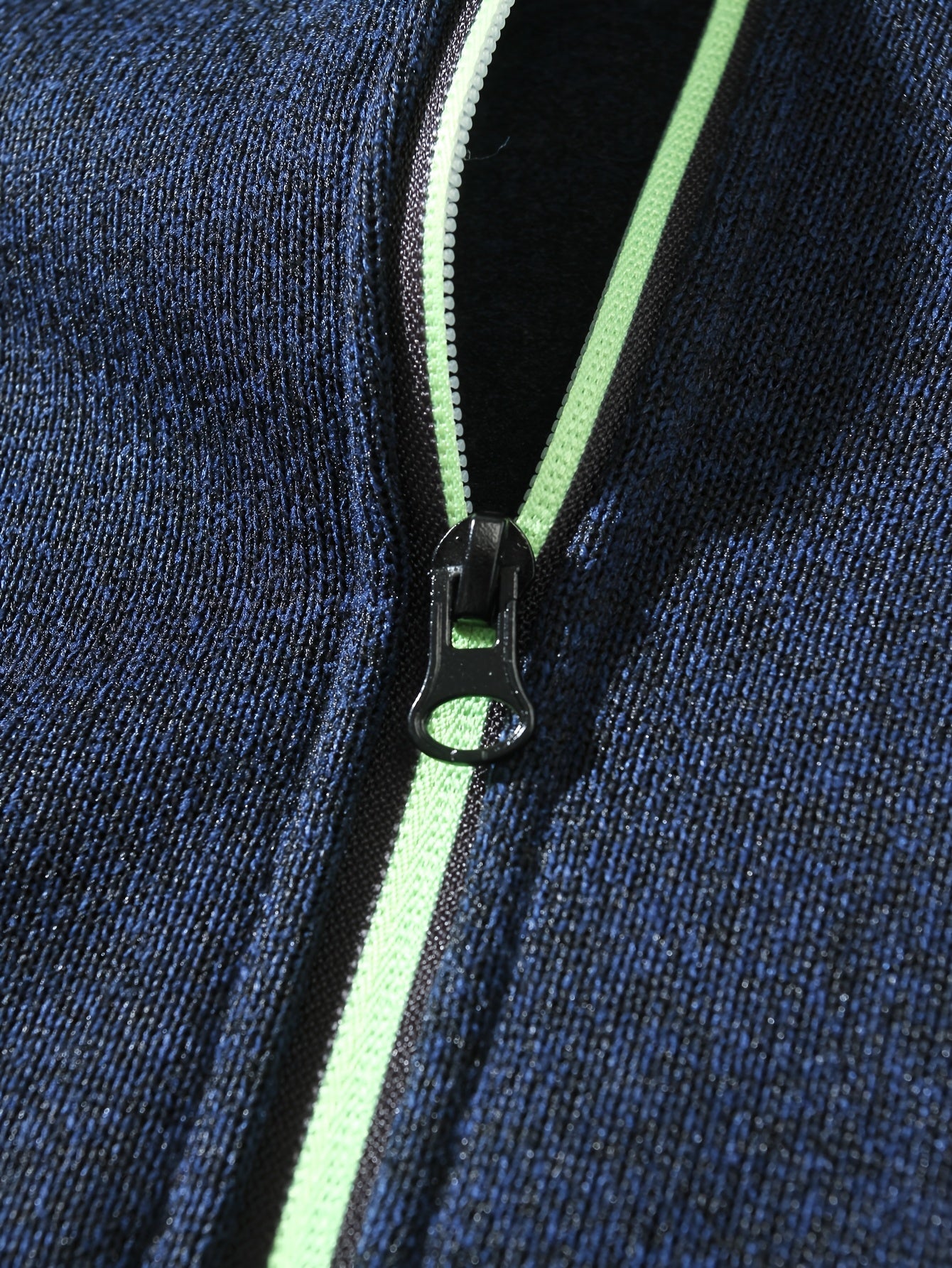 Men's Sporty Full-Zip Stand Collar Sweatshirt - Long Sleeve Casual Pullover with Neon Green Accents, Solid Color Non-Stretch Fabric, Regular Fit for Fall Winter