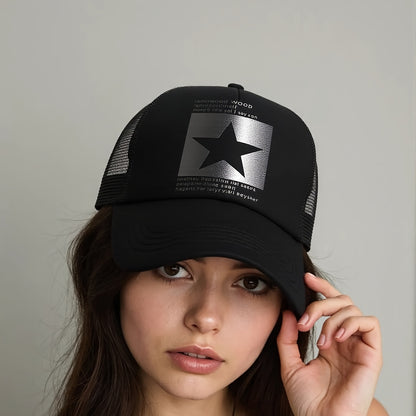 Kids' Breathable Star Print Baseball Cap with Adjustable Snap