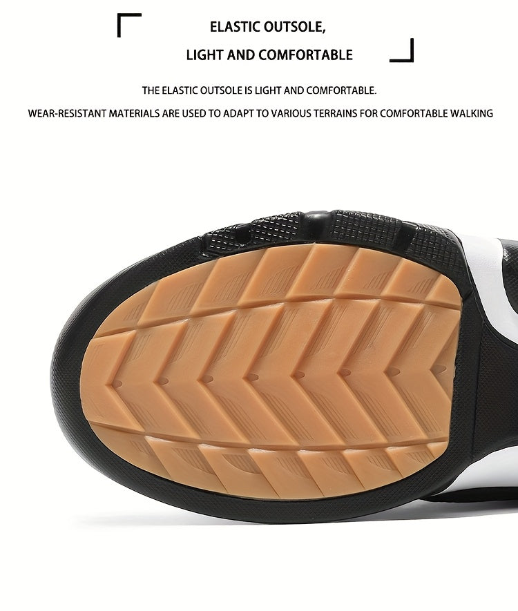 HIDEDUGO-ի ծանրքաշային ձմեռային կոշիկներ-սնիկերներ - Տաք միջին բարձրությամբ կոշիկներ, ամենագնացքային TPR ներբան, կապերով արտաքին կոշիկներ սառույցի և ձյան համար, մեծ չափսեր (սև/սպիտակ) - Ցուրտ եղանակի համար ամենօրյա և սպորտային կոշիկներ