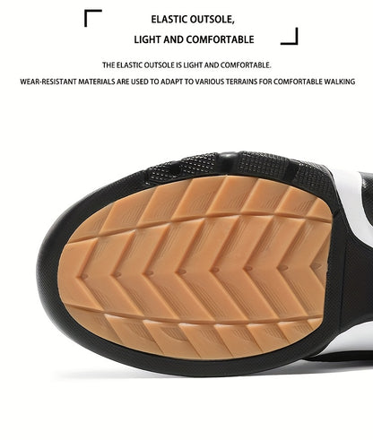 HIDEDUGO-ի ծանրքաշային ձմեռային կոշիկներ-սնիկերներ - Տաք միջին բարձրությամբ կոշիկներ, ամենագնացքային TPR ներբան, կապերով արտաքին կոշիկներ սառույցի և ձյան համար, մեծ չափսեր (սև/սպիտակ) - Ցուրտ եղանակի համար ամենօրյա և սպորտային կոշիկներ