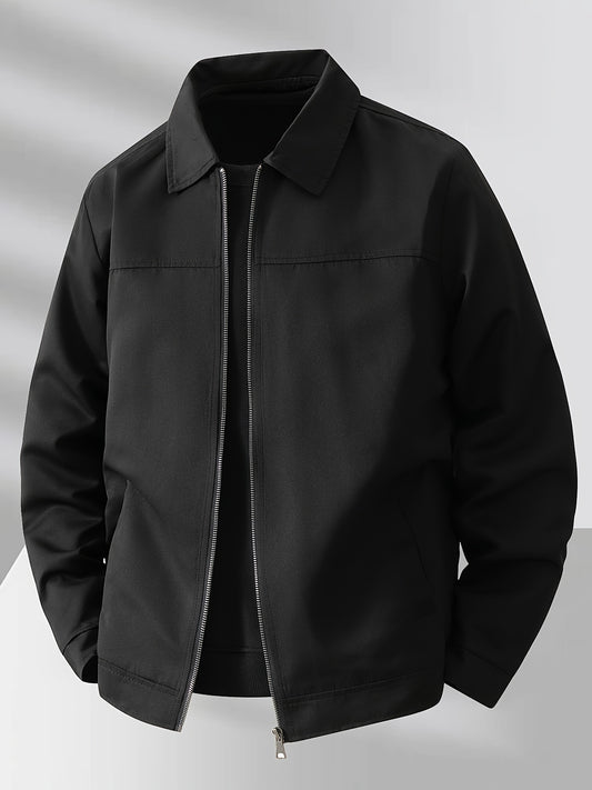 Men'S Lightweight Business Jacket - Zip-Up Formal Coat with Notch Lapel, Olive Green - Office, Wedding, Travel - Durable Polyester Jacket for Professional & Casual Attire - Spring/Fall Outerwear, Office Wear, Sleek Design, Hi