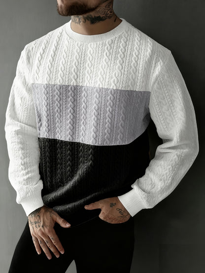 Նոր աշնանային և ձմեռային տղամարդու սվիտեր՝ ժակարդի փոքր սրտիկներով գործվածքից, հարմար է սպորտի, հանգստի, վազքի և ֆիթնես մարզումների համար, ունի երկար թևքեր։