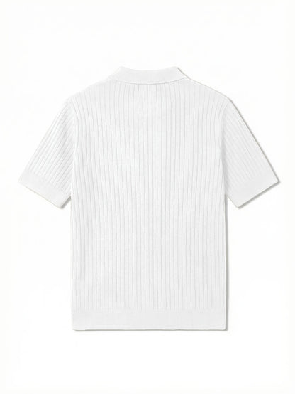 Men'S Summer Short Sleeve Polo Knit Shirt | Casual Solid Color Pullover, Suitable For Daily Wear, Outdoor Activities, And Street Style - ayq