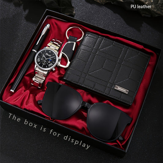 5 հատանոց նորաձև և բազմակողմանի տղամարդու դրամապանակների հավաքածու, կատարյալ տոնական նվեր նրա համար