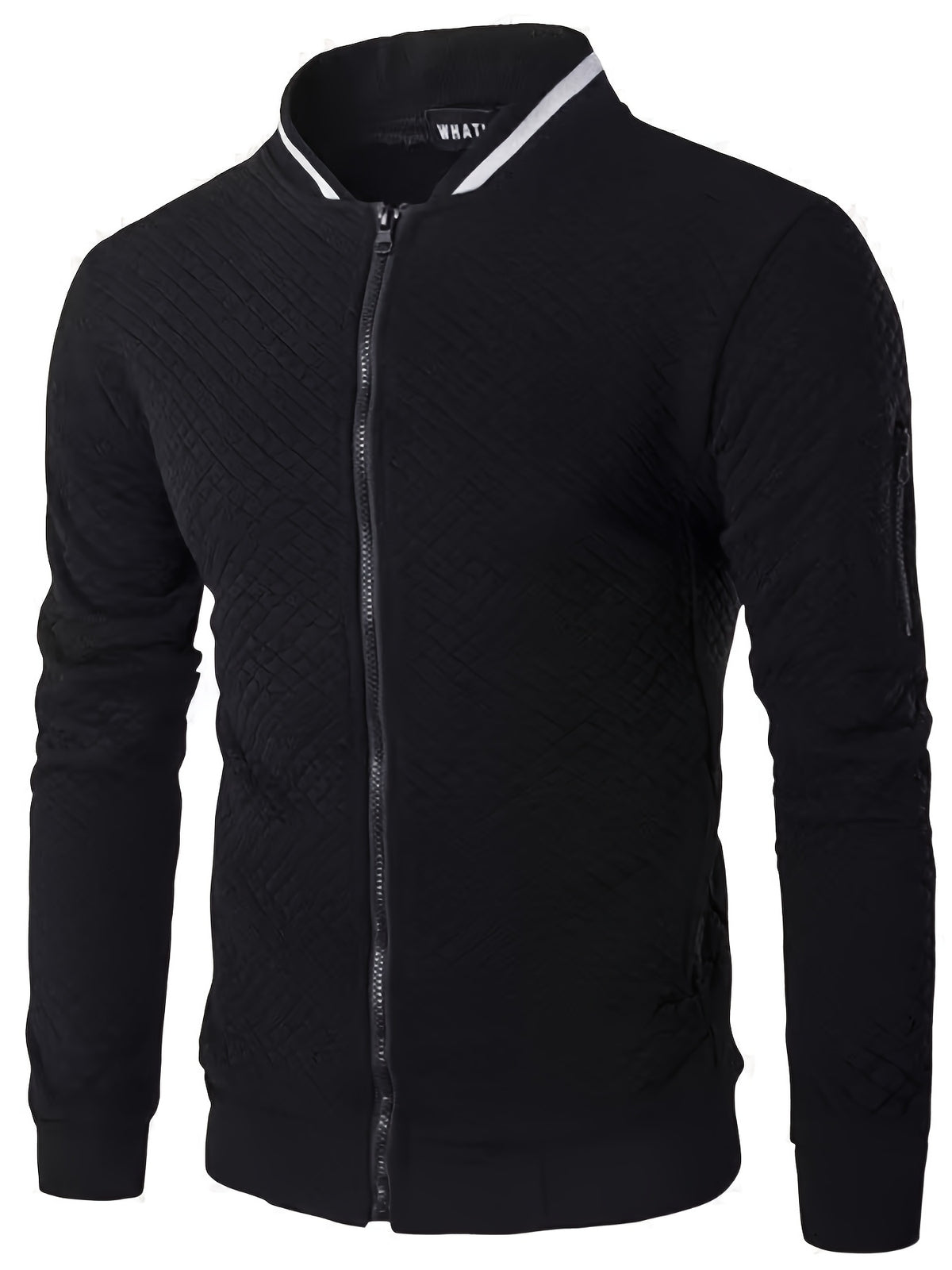 Men's Quilted Baseball Jacket with Stand Collar for Spring/Fall