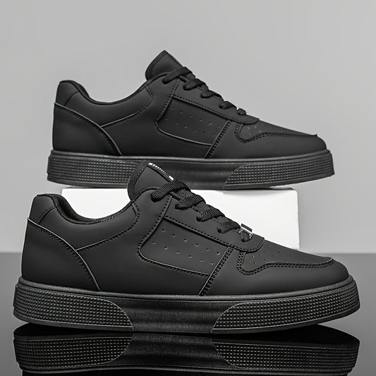 A Pair of Breathable Skate Shoes - Stylish White Low-Top Casual Sneakers with a Durable PU Upper And PVC Sole, Featuring Comfortable Laces, Suitable for All Seasons - ayq