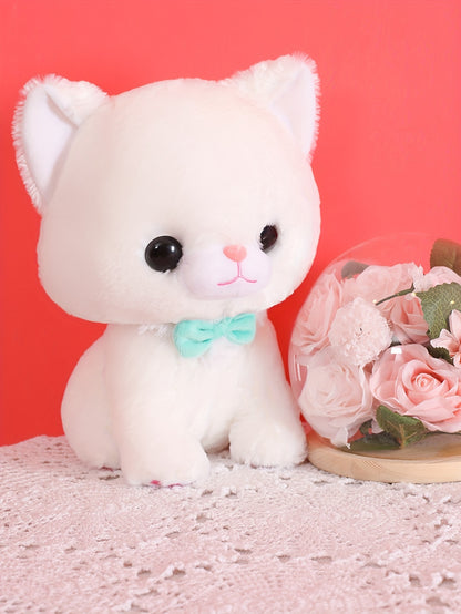 An adorable sitting New Year's cake cat plush toy doll, creative soft and cute cat pillow cat doll birthday creative gift home decoration