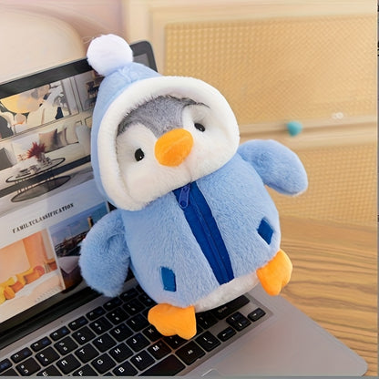 Adorable Penguin Plush Toy - Charming Plush Doll with Blue Eyes & Red Heart, Soft Polyester Stuffed Animal for Girls, Kids Birthday Gift, Home Decor, Holiday & Wedding Favor, Penguin Gifts, Festive Gift Item, Playful Design,