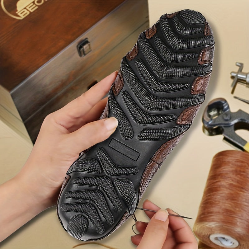 Men's Casual Slip-On Breathable Leather Soft-Soled Shoes